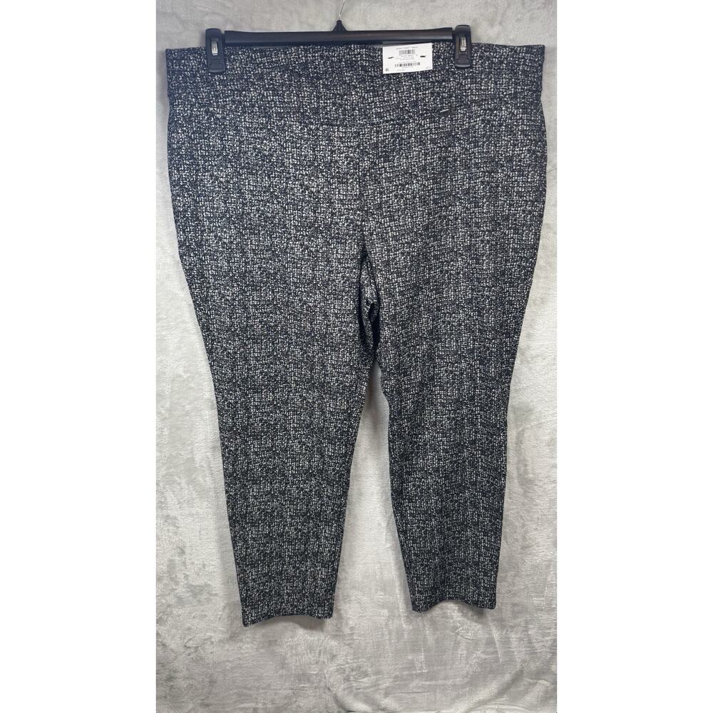 I.N.C. inc NEW Women Jacquard Pant Plus 24W Black Mid-Rise Skinny Tummy Control